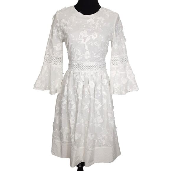 Eliza J Dresses & Skirts - Eliza J White Bell Sleeve Mini Dress Womens 2 Boho Princess Bridal Shower Gypsy